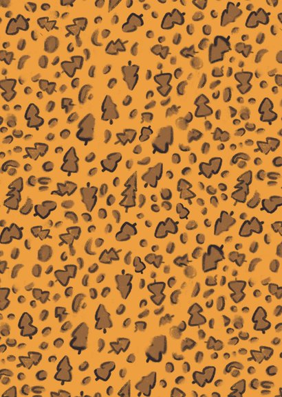 Kerstkaart met warme kerstjas en kersttakken Achterkant