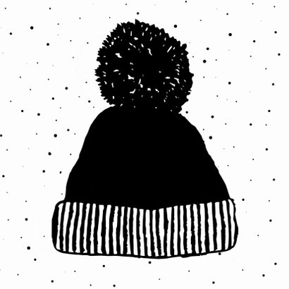 Kerstkaart met warme wintermuts 2