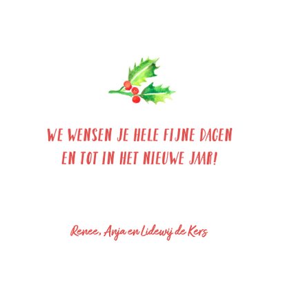 Kerstkaart met waterverf blaadjes 3