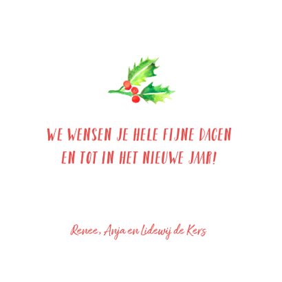 Kerstkaart met waterverf blaadjes 3