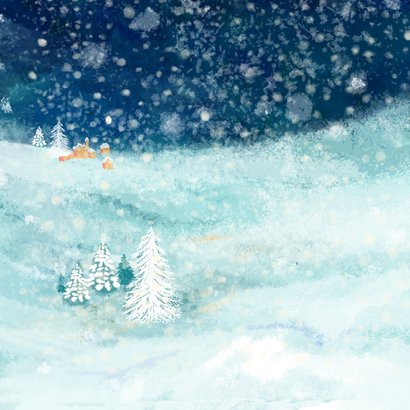 Kerstkaart met winter dorp 2