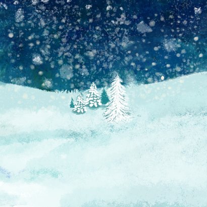 Kerstkaart met winter dorp Achterkant