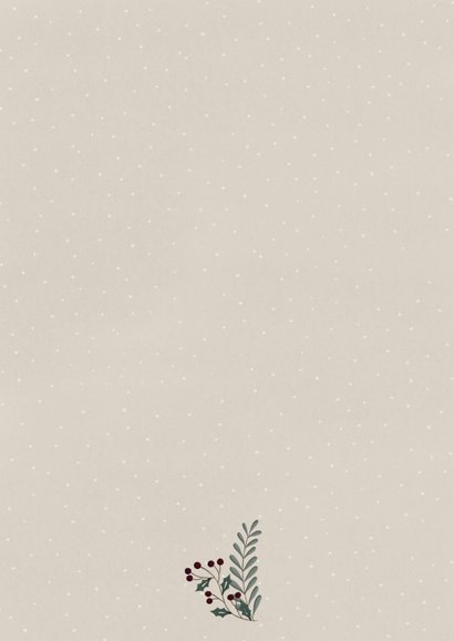 Kerstkaart met winterse krans Achterkant