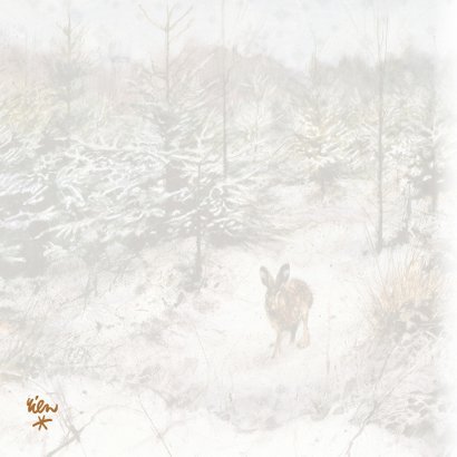 Kerstkaart met wintertafereel 'Haas in winterbos' 2