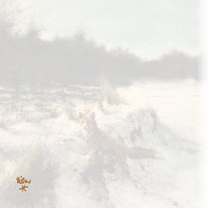 Kerstkaart met wintertafereel 'Vos in open bos’ 2