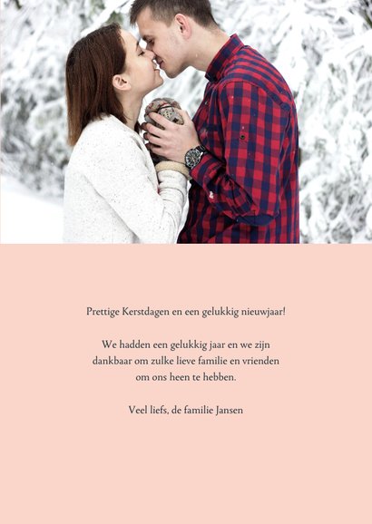 Kerstkaart mezen in een kerstboom 3