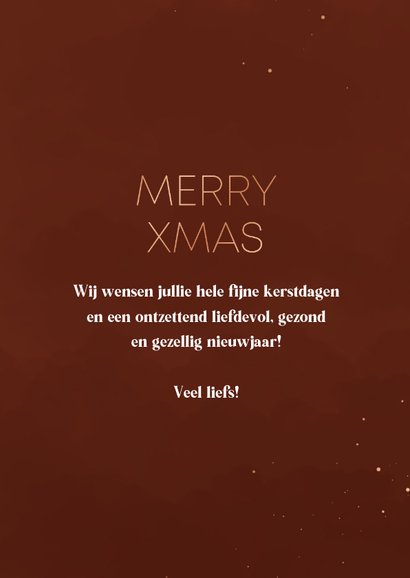 Kerstkaart minimalistisch roestbruin koper met foto 3