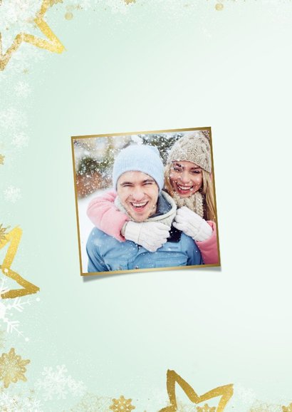 Kerstkaart mintgroen goud kader 'Merry Christmas' 2