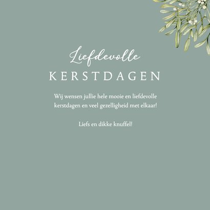 Kerstkaart mistletoe witte duif 3