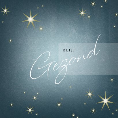 Kerstkaart modern 2020-2021 met foto en goudlook sterren 2