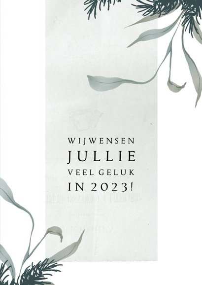 Kerstkaart modern 2022-2023, met foto, sterretjes en takjes 3