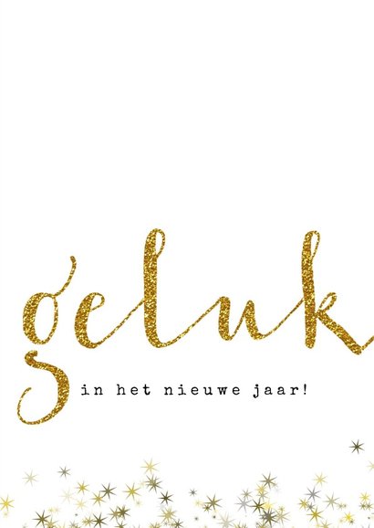 Kerstkaart modern, 'geniet' in goudlook 3