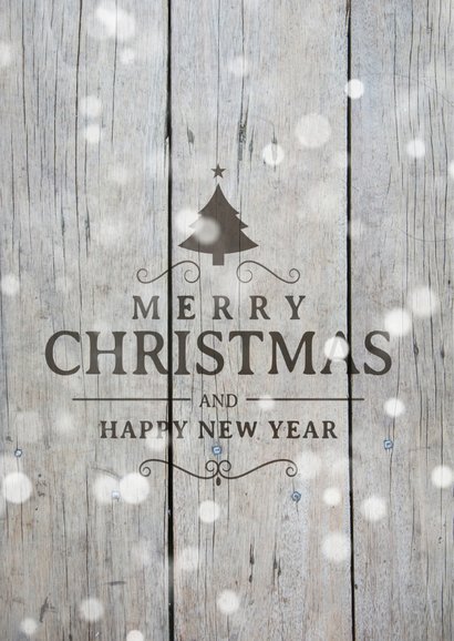 Kerstkaart modern hout label 2