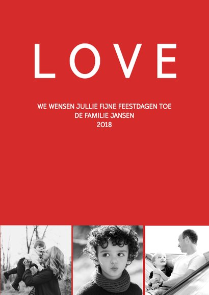 Kerstkaart modern Joy, Love & dennen naalden 3