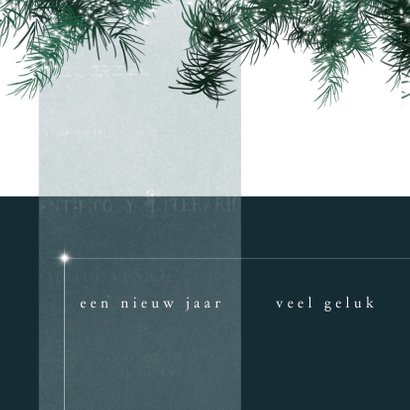 Kerstkaart modern, met kersttakjes met lichtjes en foto 2