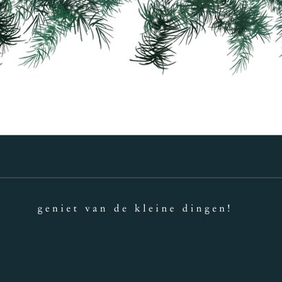 Kerstkaart modern, met kersttakjes met lichtjes en foto 3