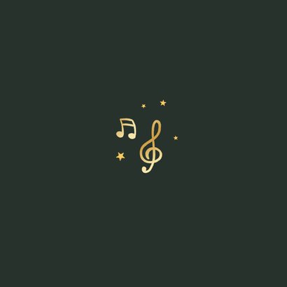 Kerstkaart muziek instrumenten foto goud fijne feestdagen Achterkant
