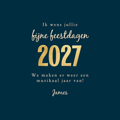 Kerstkaart muziek instrumenten kerst 2027 sterren 3