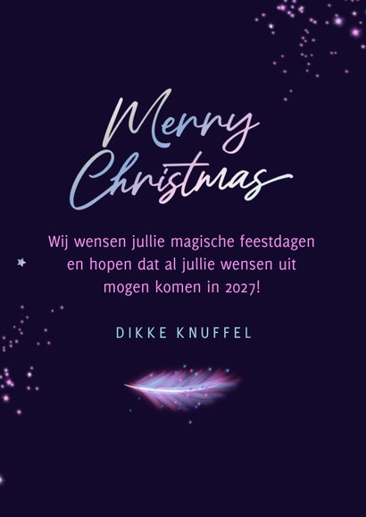 Kerstkaart neon holografisch kerstboom sterren foto 3
