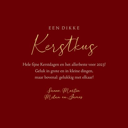 Kerstkaart nostalgisch kerstkus krans hartjes foto takjes 3