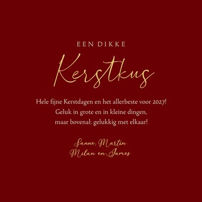 Kerstkaart nostalgisch kerstkus krans hartjes foto takjes 3