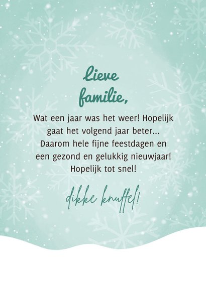 Kerstkaart Oh deer what a year again met hertje en sneeuw 3