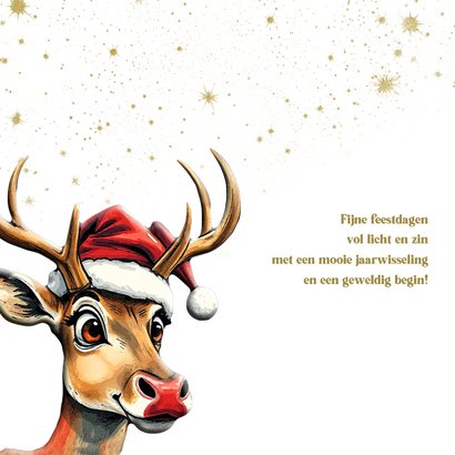 Kerstkaart onder de sterren hert 2