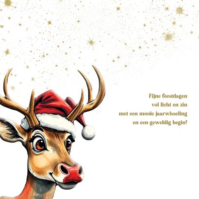 Kerstkaart onder de sterren hert 2