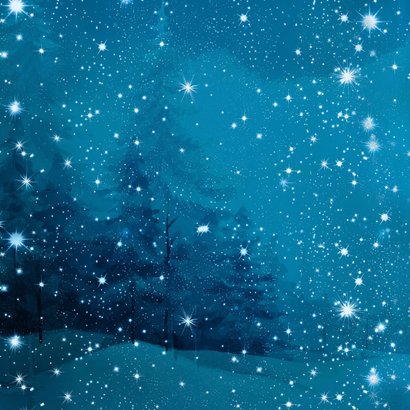 Kerstkaart onder de sterren hert Achterkant