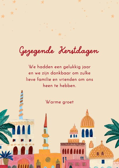 Kerstkaart oriëntaalse stad bethlehem en ster 3