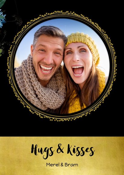 Kerstkaart oude meesters boeket goud 3