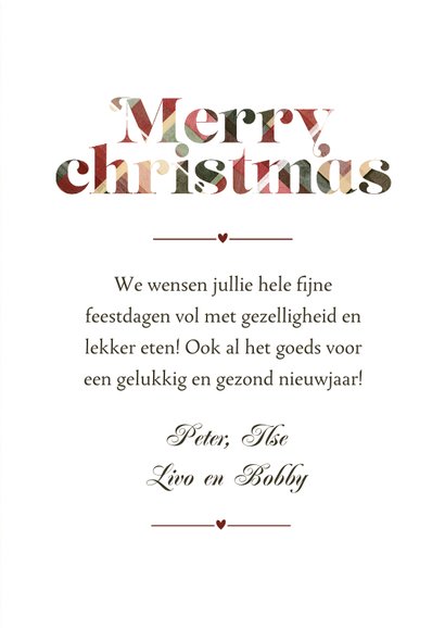 Kerstkaart patroon schotse ruit foto merry christmas 3