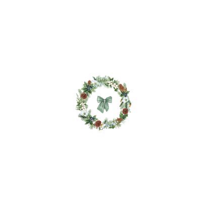 Kerstkaart patroon van kerstkrans met strik en kersttakken Achterkant