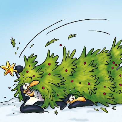 Kerstkaart Penguins Boom - RN 2