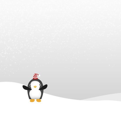 Kerstkaart Pinguin Kerstmuts 2