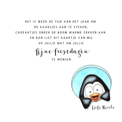 Kerstkaart pinguïn met belletjes 3