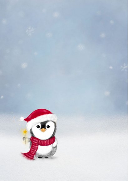 Kerstkaart Pinguïn – Warm Winter Wishes – Winterkaart 2