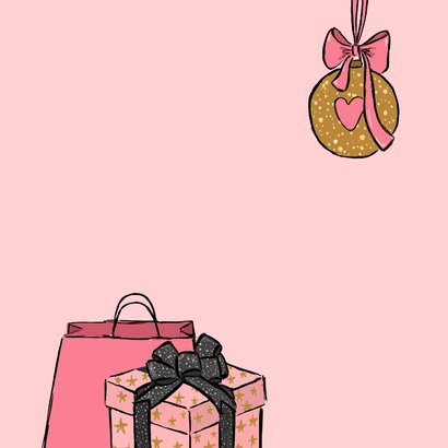 Kerstkaart pumps fashion illustratie Achterkant