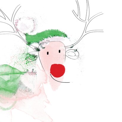 Kerstkaart red nose rudolph 2