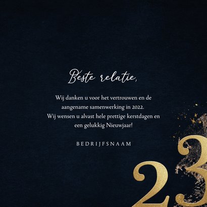 Kerstkaart relatie verfstreep watercolour goud logo 2023 3