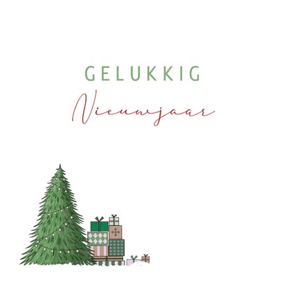 Kerstkaart Renault 4 rood met kerstboom 3