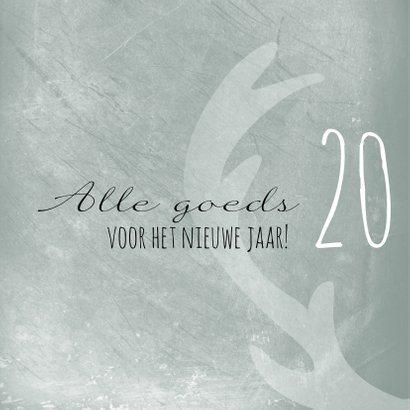 Kerstkaart rendier gewei groengrijs 2019 2