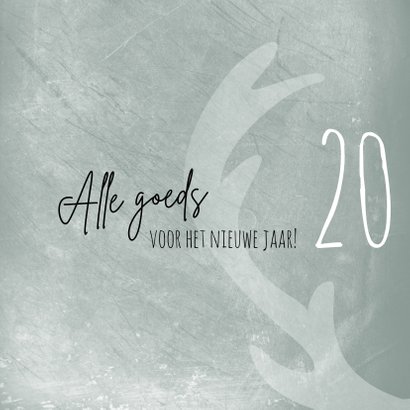 Kerstkaart rendier gewei groengrijs 2020-2021 2