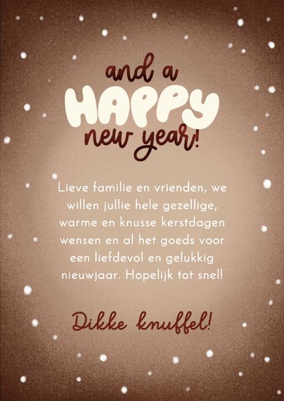 Kerstkaart rendier kerstlampjes sneeuw Merry Christmas 3