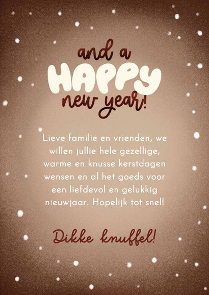 Kerstkaart rendier kerstlampjes sneeuw Merry Christmas 3