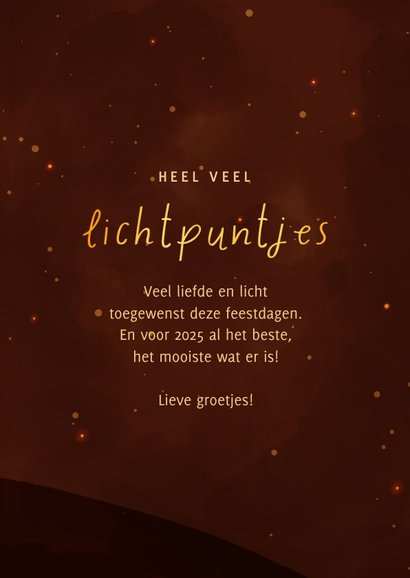 Kerstkaart rendier met lampjes lichtpuntjes voor jou 3