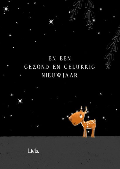 Kerstkaart rendieren met kerstlampjes 3