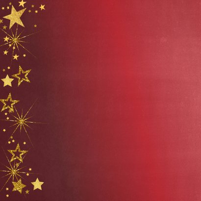 Kerstkaart rode feestelijk fotokaart gouden sterren 2