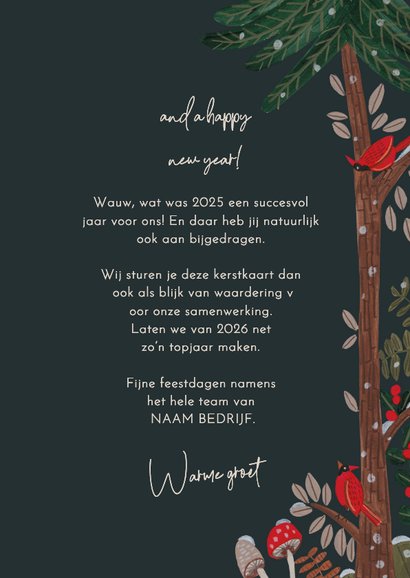 Kerstkaart rode kardinalen in de kerstnacht 3