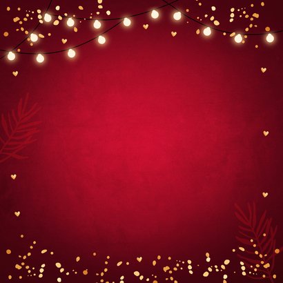Kerstkaart rood fotocollage confetti goudlook 2